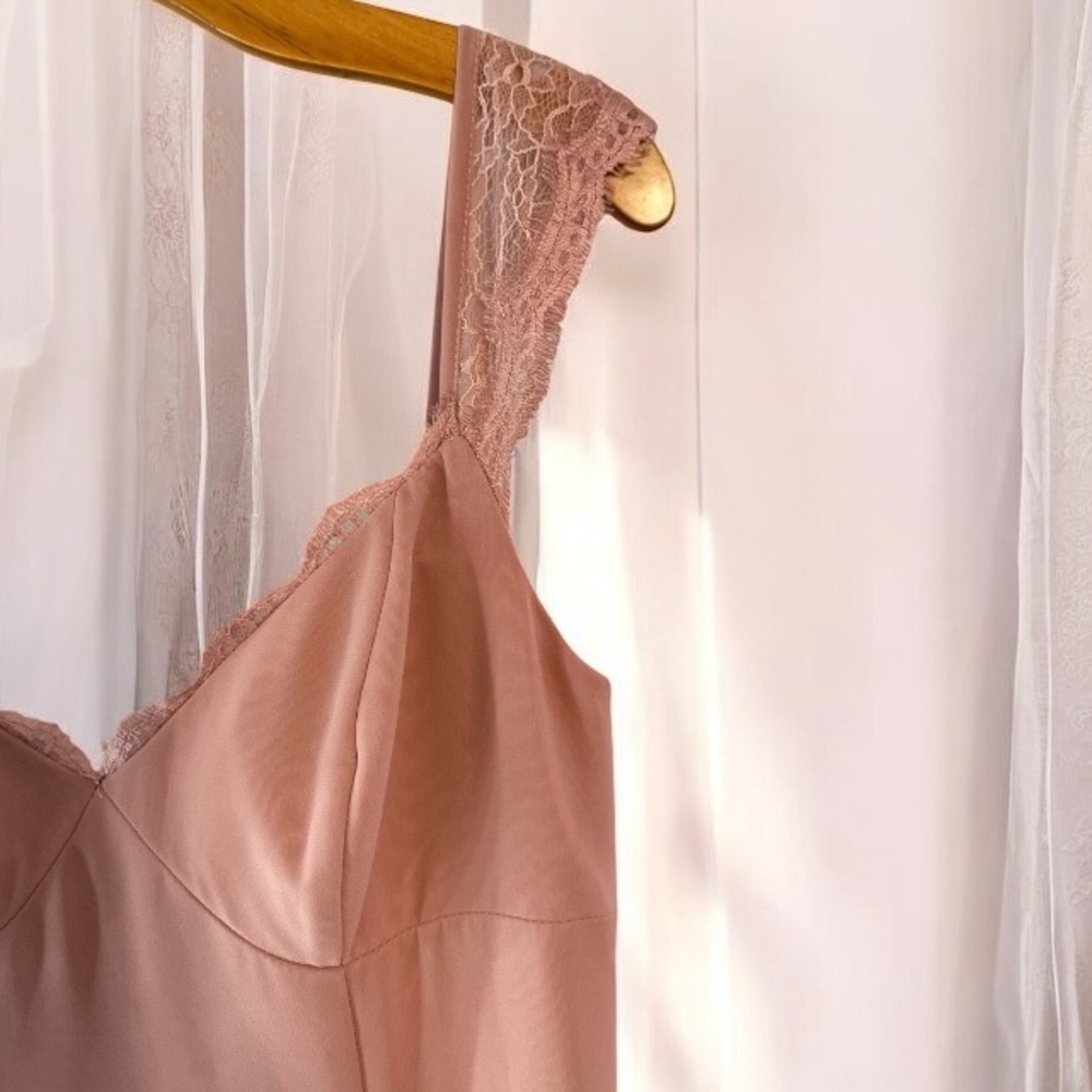 AZAZIE Cleobella A-Line Sweetheart Lace Chiffon Dress Maxi 10 Dusty Rose Blush - Picture 9 of 15
